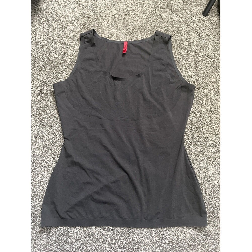 SPANX XL Black Tank Top Sleeveless Scoop Neck Shapewear